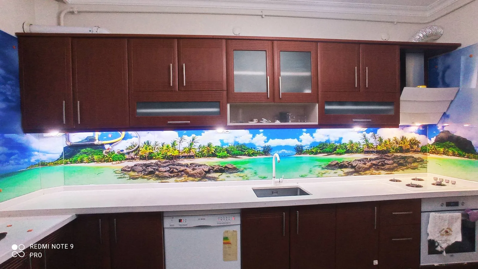 Plaj Desenli Cam Panel, Wenge Mutfak: fotoğraf 2