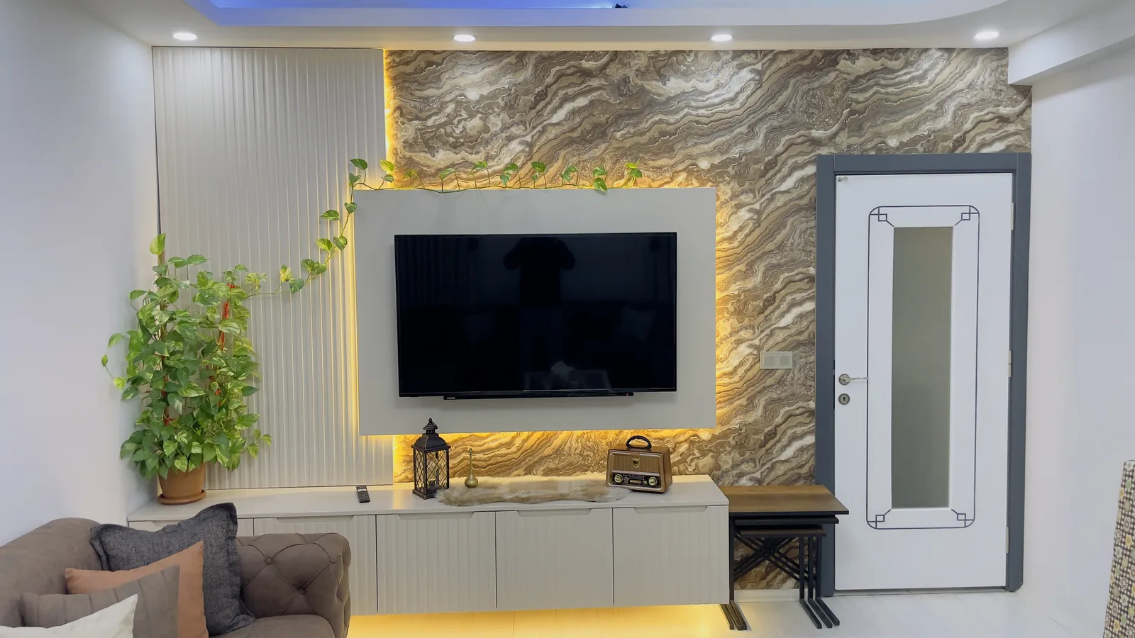 Taş Görünümlü TV Duvarı: fotoğraf 2